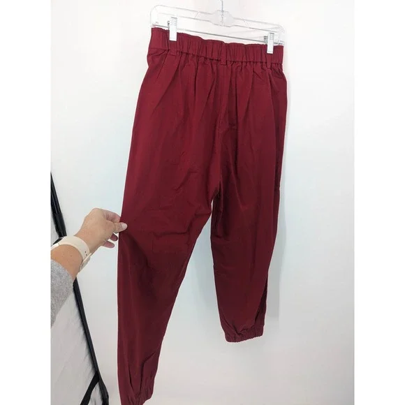 Halara Joggers Women Small Dark Red High Waisted Pleated Cotton Twill Casual NWT - Picture 3 of 10